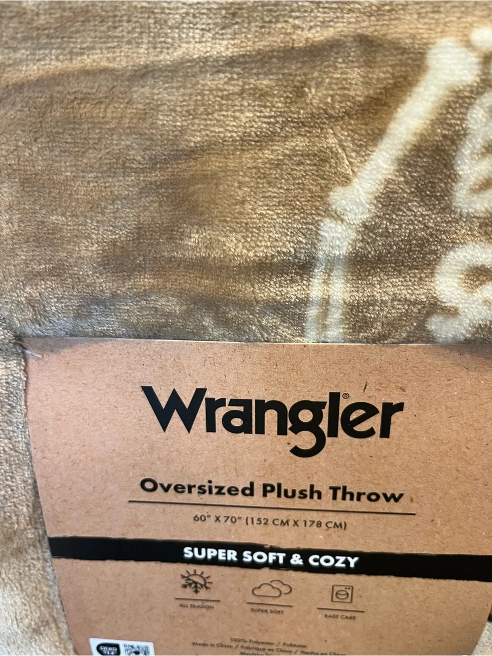 Wrangler Halloween Plush Throw Blanket- Cowboy Skeleton in Boots